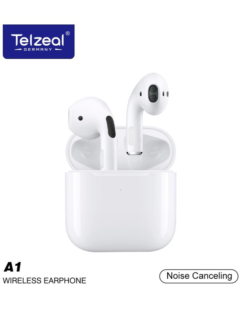 New Telzeal A1 Wireless Earbuds – Pure Sound, Seamless Bluetooth Connectivity, Sleek White Design - Image 1
