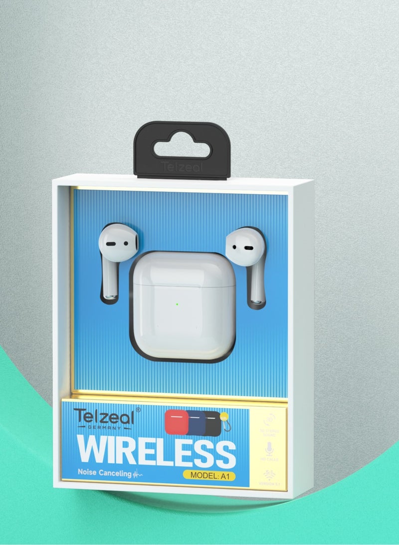 New Telzeal A1 Wireless Earbuds – Pure Sound, Seamless Bluetooth Connectivity, Sleek White Design - Image 4