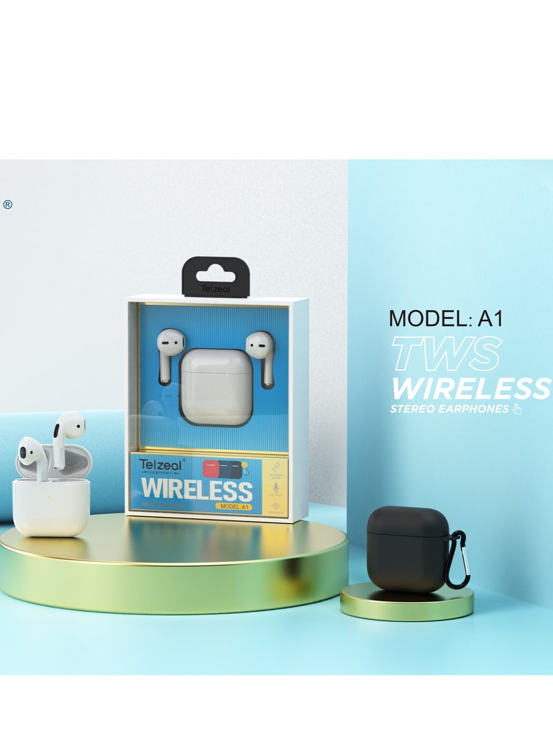 New Telzeal A1 Wireless Earbuds – Pure Sound, Seamless Bluetooth Connectivity, Sleek White Design - Image 2