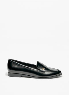Womens Solid Loafers with Metallic Accent
