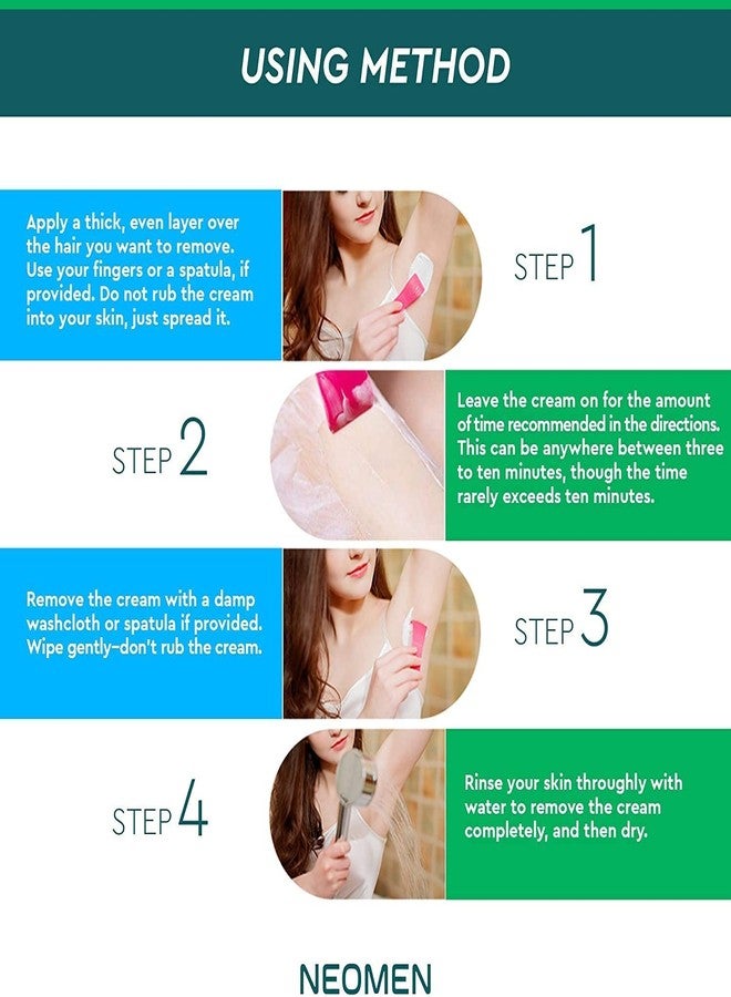 Neomen Hair Removal Cream for Women and Men - Skin Friendly Painless Depilatory Cream For Body & Legs & Bikini, 5 Minutes Fast Action Formula, 3.7 Fl Oz - Image 5