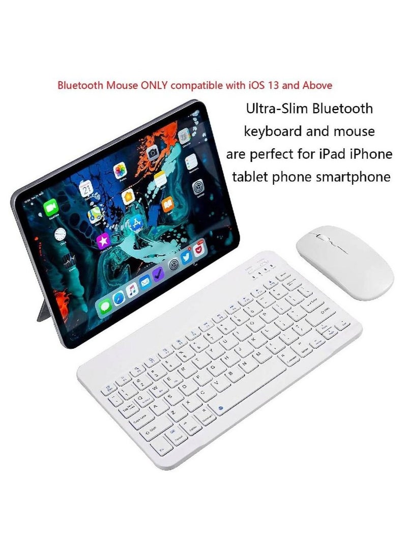 GENNEXT Ultra-Slim Bluetooth Keyboard and Mouse Combo Rechargeable Portable Wireless Keyboard Mouse Set for Apple iPad iPhone iOS 13 and Above Samsung Tablet Phone Smartphone Android Windows (White) - Image 2