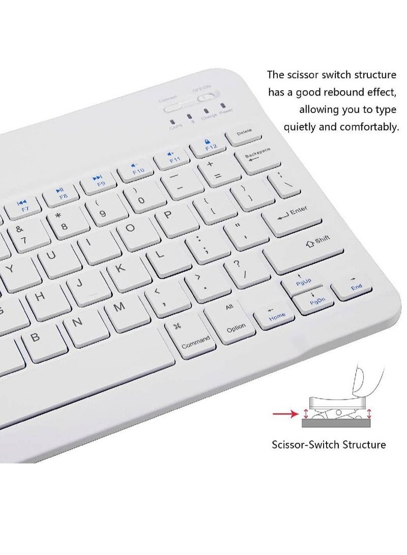 GENNEXT Ultra-Slim Bluetooth Keyboard and Mouse Combo Rechargeable Portable Wireless Keyboard Mouse Set for Apple iPad iPhone iOS 13 and Above Samsung Tablet Phone Smartphone Android Windows (White) - Image 4