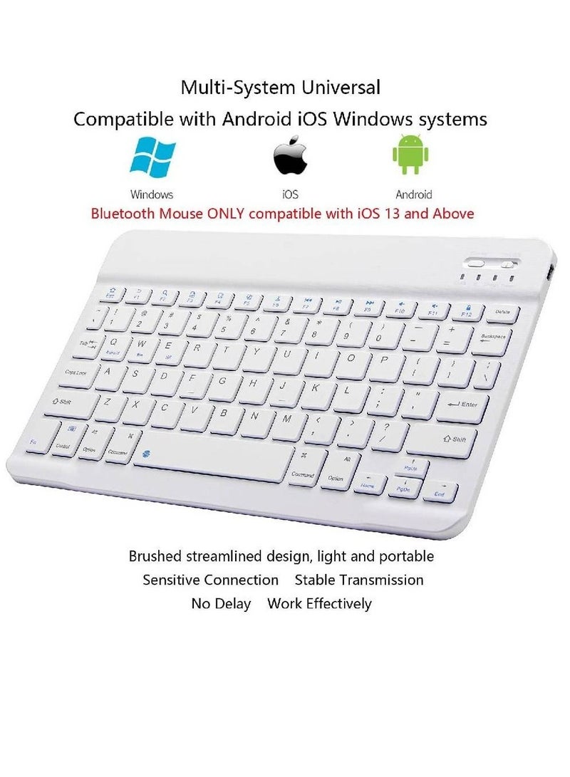 GENNEXT Ultra-Slim Bluetooth Keyboard and Mouse Combo Rechargeable Portable Wireless Keyboard Mouse Set for Apple iPad iPhone iOS 13 and Above Samsung Tablet Phone Smartphone Android Windows (White) - Image 3