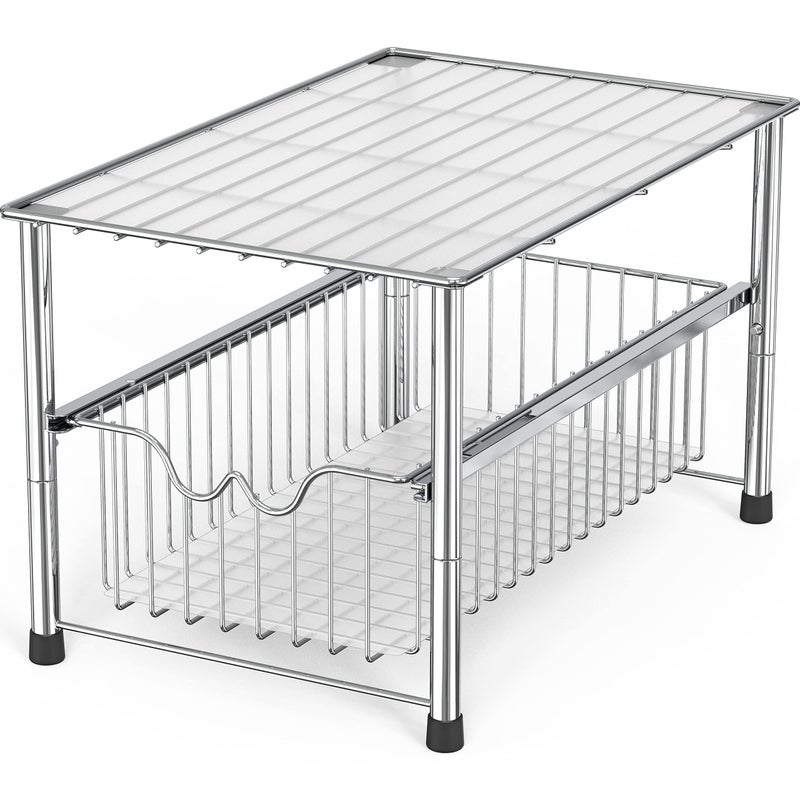 Deco Brothers DecoBrothers Stackable Under Sink Organizer with Sliding Basket Chrome 