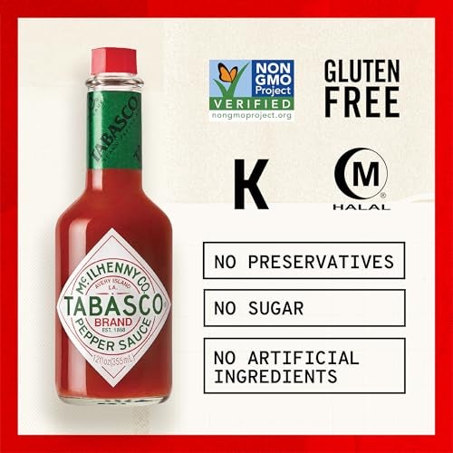 TABASCO Brand Original Red Pepper Hot Sauce, Medium Heat, Glass Bottle, Classic & Versatile Flavor, Three Simple Ingredients, Great for Dips, Tacos, Eggs, Pizza, Oysters & More, 12 Fl Oz (Pack of 1) - Image 5