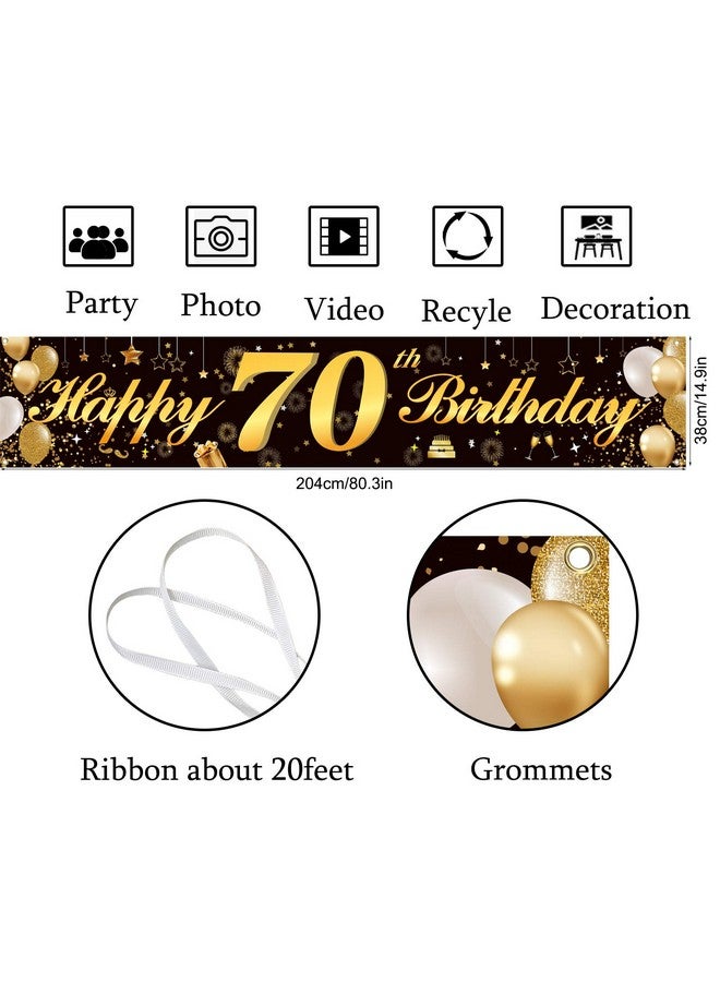 Jutoe Happy 50th Birthday Banner,Birthday Party Sign Backdrop Banner For Men Women Cheer to 50 Years,Durable Black&Gold Glitter Birthday Sign Yard Sign For 50th Birthday Party Decoration Supplies(50 Black) - Image 3