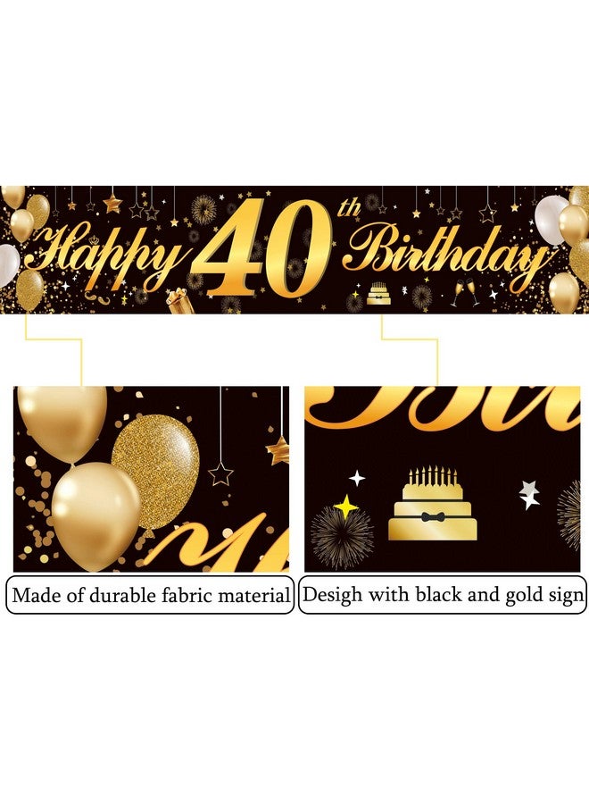 Jutoe Happy 50th Birthday Banner,Birthday Party Sign Backdrop Banner For Men Women Cheer to 50 Years,Durable Black&Gold Glitter Birthday Sign Yard Sign For 50th Birthday Party Decoration Supplies(50 Black) - Image 5