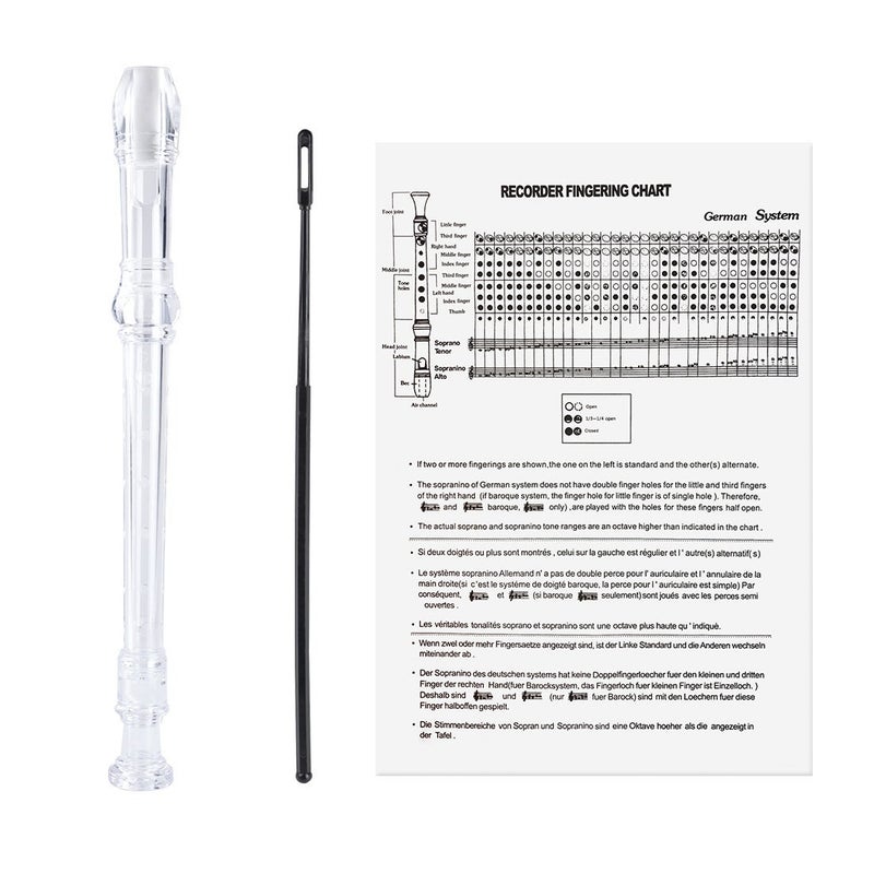 8-Hole G Key Flute for Beginners ABS Recorder Transparent