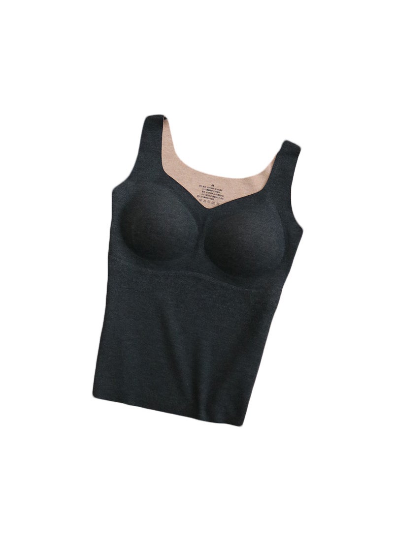 Generic - Seamless Silk-Wool Warm Tank Top with Pad Black - Image 1
