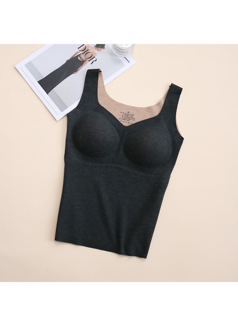 Generic - Seamless Silk-Wool Warm Tank Top with Pad Black - Image 1