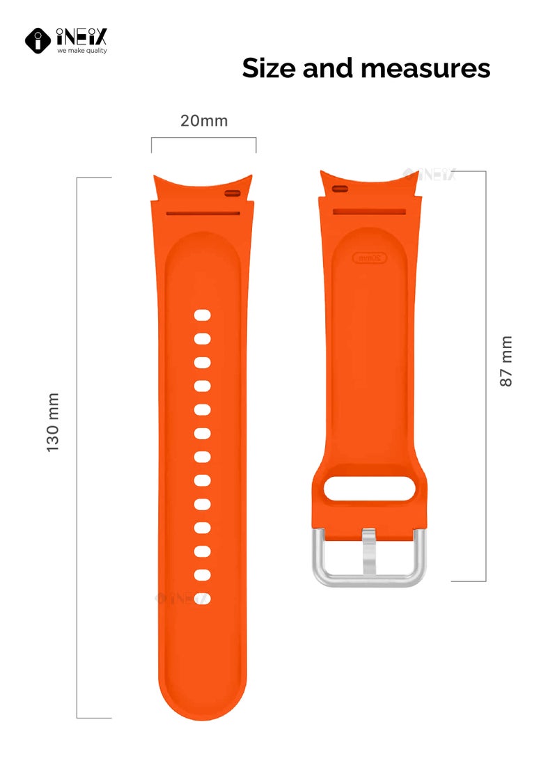 INEIX Silicone Replacement Strap For Samsung Watch 4 Classic 42/46 mm Orange  - Image 4