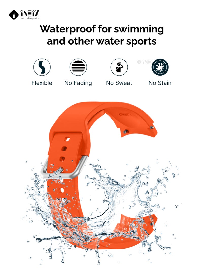 INEIX Silicone Replacement Strap For Samsung Watch 4 Classic 42/46 mm Orange  - Image 5