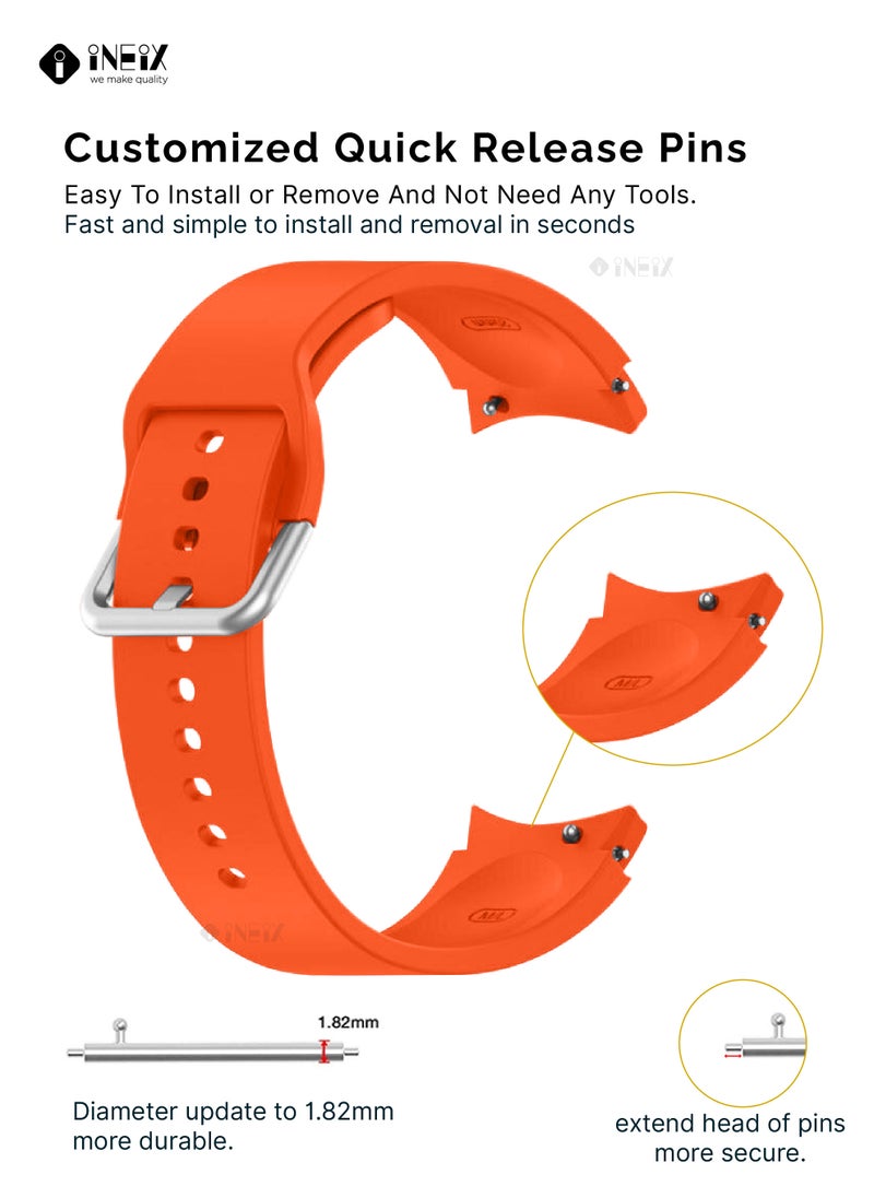 INEIX Silicone Replacement Strap For Samsung Watch 4 Classic 42/46 mm Orange  - Image 3