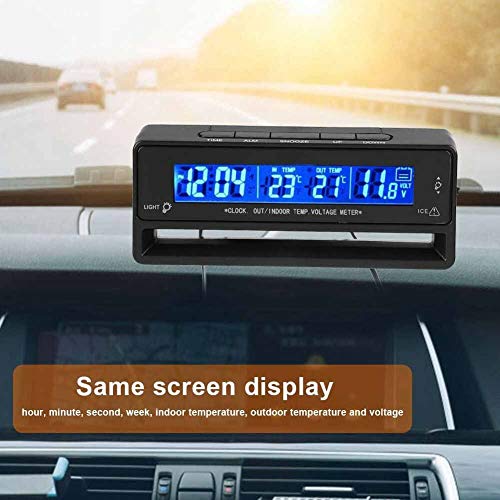 MACHSWON TS-7010V Digital LCD Auto Car Indoor/Outdoor Temperature Thermometer with Alarm Clock - Image 2