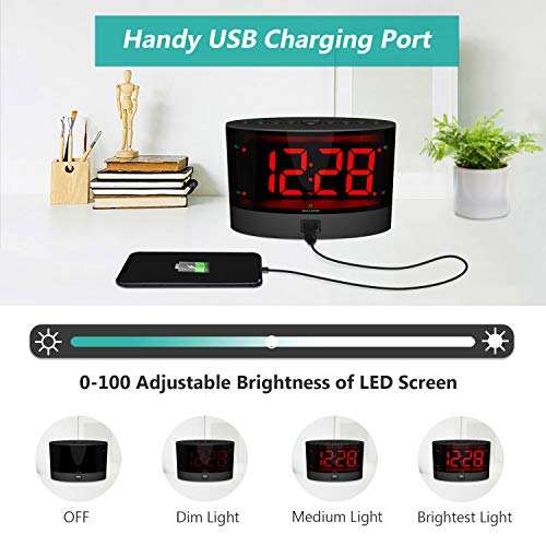 ANJANK Extra Loud Alarm Clock for Heavy Sleepers, Wireless Bed Shaker, Vibrating Dual Alarm, Deaf and Hearing-impaired, Adjustable Volume/Dimmer/Wake up Mode, USB Charger Port - Image 5