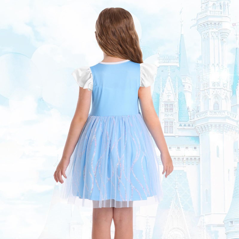 HenzWorld Toddler Girl Halloween Costume Princess Dress up for 3 Year Old Girls Princess Costume Halloween Birthday Party Cosplay Fancy Outfits 3T, Sky Blue Vestido De Cenicienta para NiÃ±as - Image 3