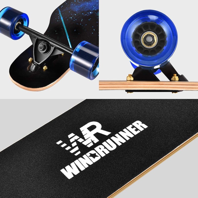 Windrunner 41inch Freeride Longboard Skateboard,8-Ply Natural Maple Drop Through Freestyle Complete Skateboard Cruiser Pintail for Cruising,Carving,Free-Style and Downhill with T-Tool - Image 4
