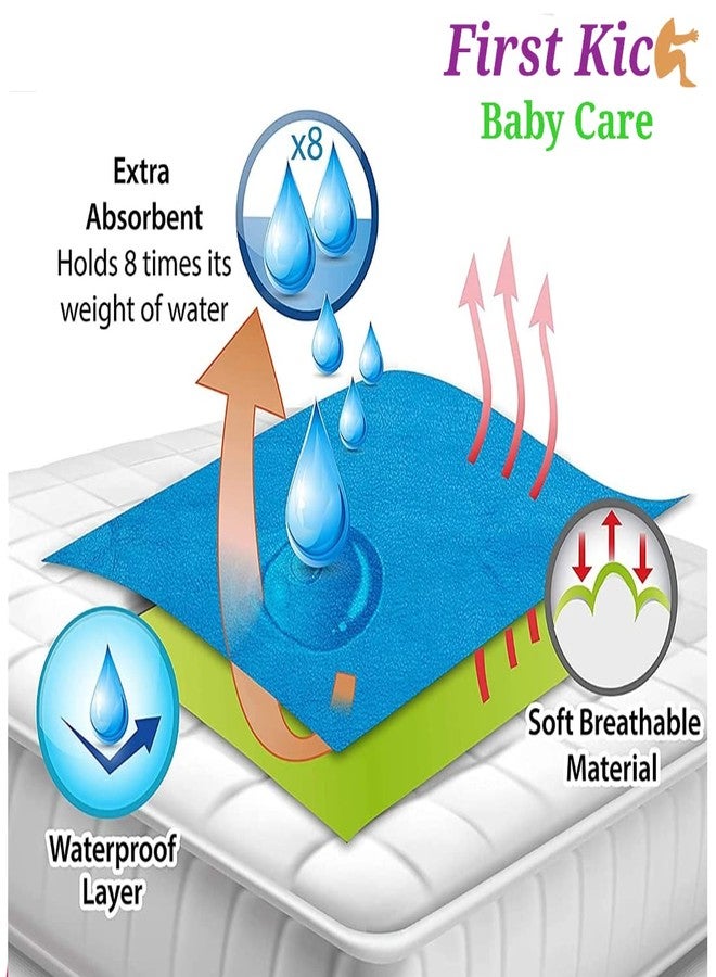 First Kick Instadry Anti-Piling Fleece Extra Absorbent Quick Dry Sheet for Baby, Baby Bed Protector, Waterproof Baby Sheet, Small Size 70x50cm, Pack of 1, Sky Blue - Image 2