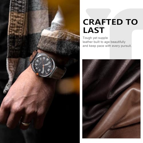 Tlselt Leather Band Compatible with Samsung Galaxy Watch Ultra 47mm(2025/2024), Genuine Leather Rugged Durable Classic Vintage Handcrafted Outdoor Business Travel Gift Samsung Watch Strap for Men - Image 4