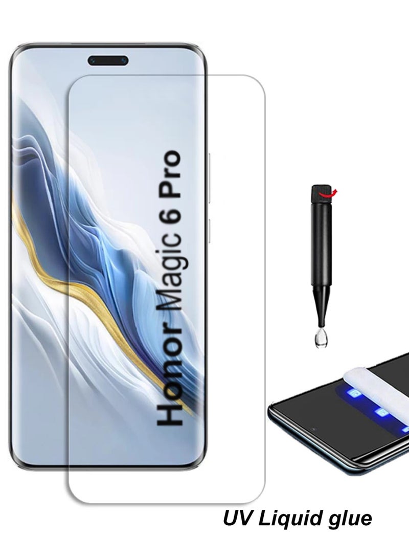 Honor Magic 6 Pro Screen Protector – UV Liquid Glue Full Screen Edge to Edge Tempered Glass Screen Protector, High Transparency, Delicate Touch, Anti-Explosion, Smooth Arc Edges. - Image 1