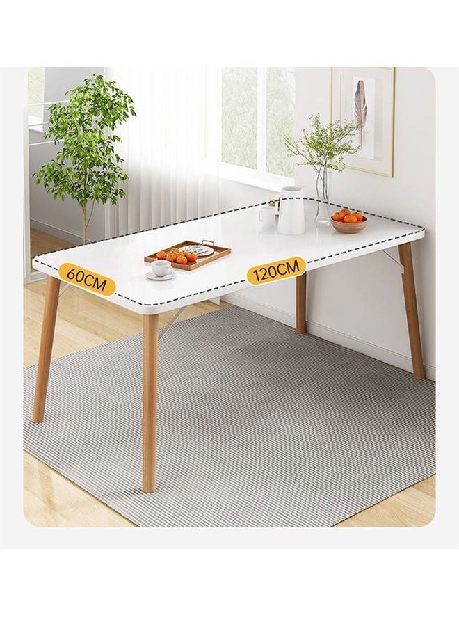 CityRiya-Long - Dining Table White Kitchen Table Modern Breakfast Table Desk Leisure Coffee Table for Living Room/Office/Meeting Room Kitchen Lounging Cafeterias 120 cm - Image 1