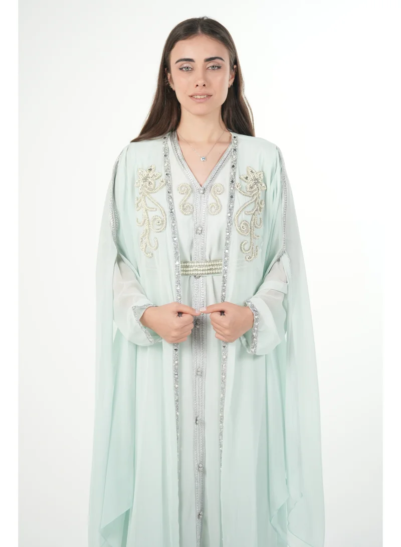 AL BENT AL SHARQIEH embroidered chiffon kaftan dress