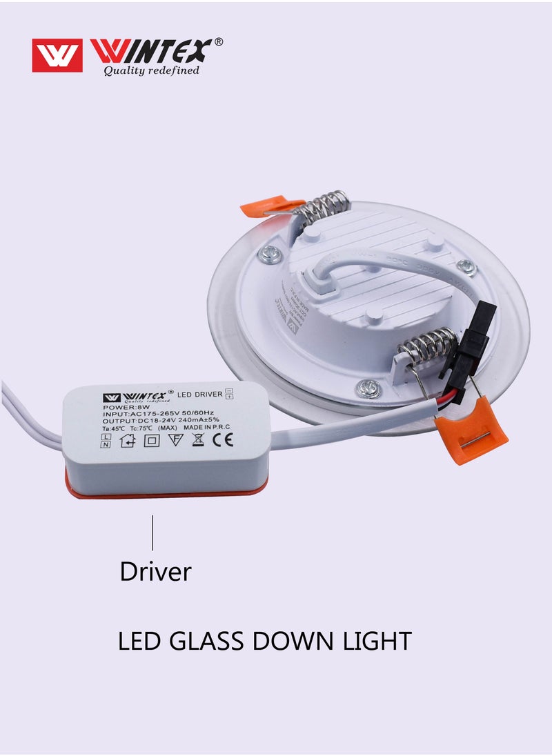 WINTEX Crystal Glass Edge Round Circle LED Recessed Flat Panel Downlight is a modern lighting solution designed for indoor use. with its included LED driver.        This downlight is perfect for any smart ceiling decor with its included LED driver.