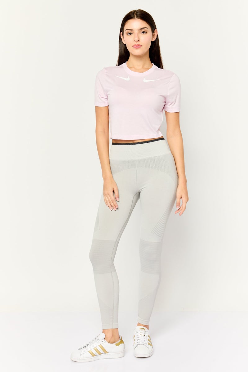 Nike Women Slim Fit Short Sleeve Training Swoosh T-Shirt, Pink - Image 2