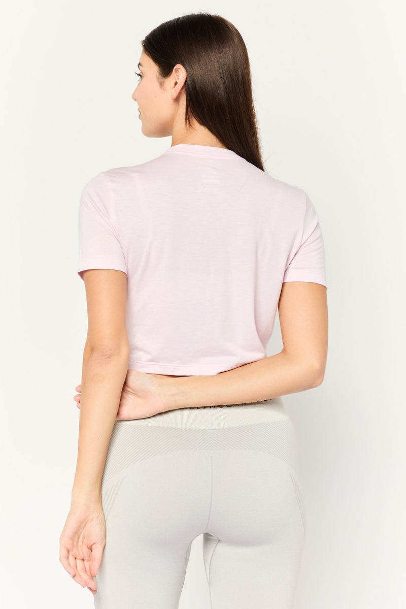 Nike Women Slim Fit Short Sleeve Training Swoosh T-Shirt, Pink - Image 2