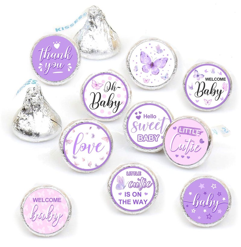ALodr Butterfly Kisses Baby Shower Game Set - Guess How Many Kisses, 50 Cards, Standing Sign, 180 Stickers - Image 4
