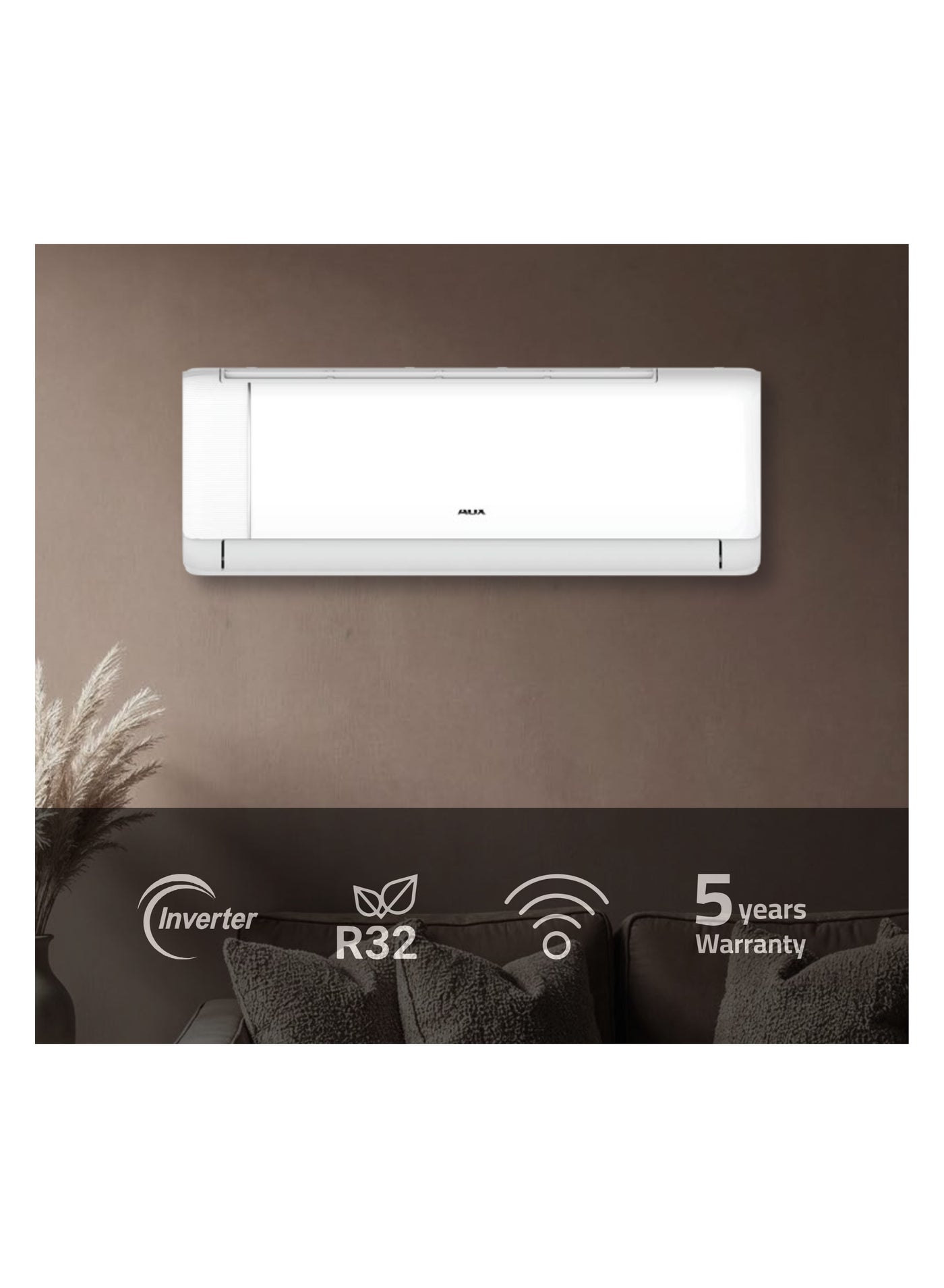AUX Split Air Conditioner, 1.5 HP, Inverter, Cooling/Heating, Model QE 12QE white