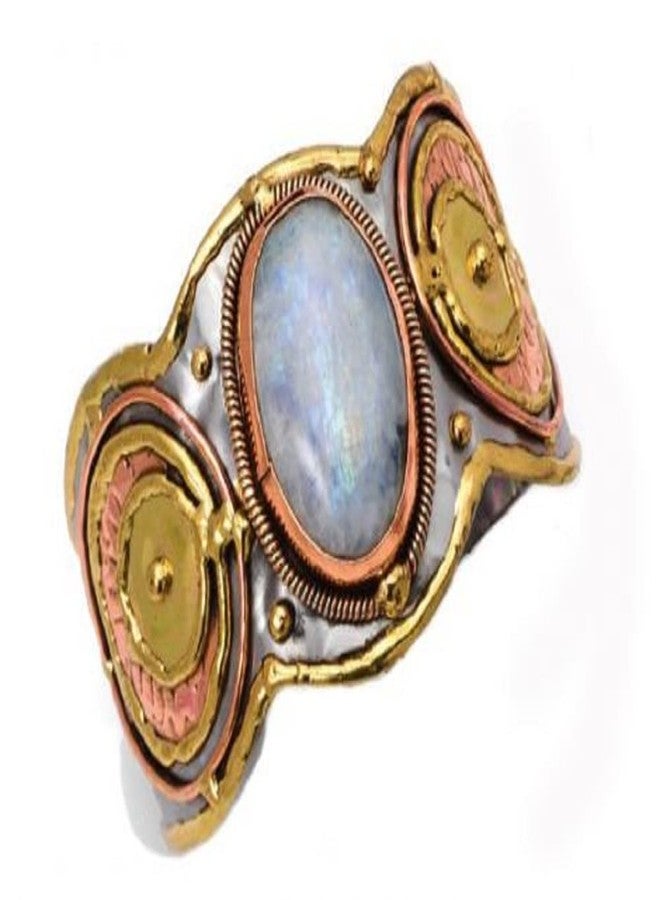 Anju Anju Mixed Metal Cuff Bracelet with Moonstone for Women