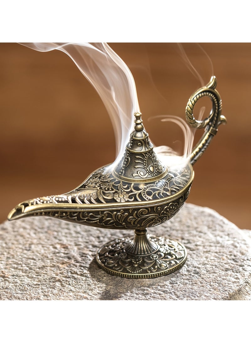 مبخرة مصباح علاء الدين السحري، حامل معدني عتيق للعلاج بالروائح العطرية، للبخور التبتي واللبان، مع تنقية الهواء، لتعطير المنزل في الأعياد - Image 2