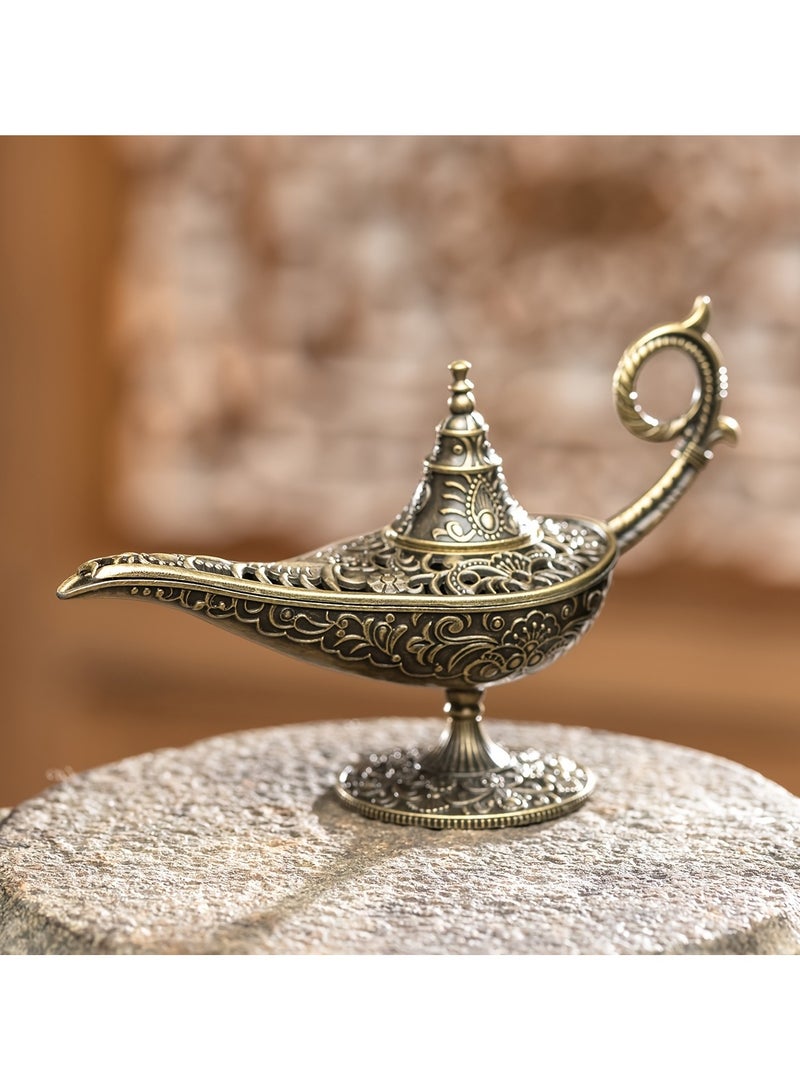 مبخرة مصباح علاء الدين السحري، حامل معدني عتيق للعلاج بالروائح العطرية، للبخور التبتي واللبان، مع تنقية الهواء، لتعطير المنزل في الأعياد - Image 3