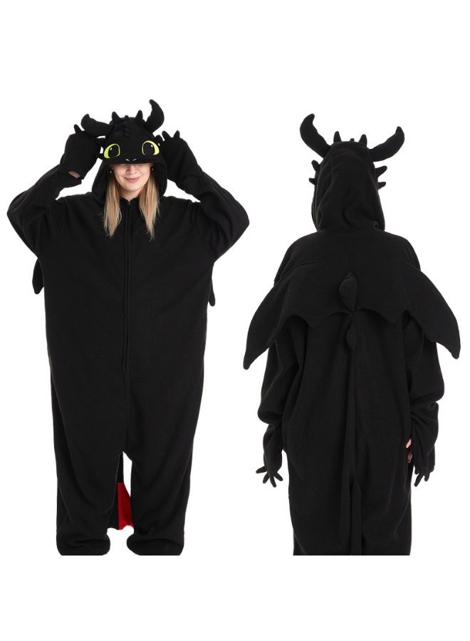 بدلة نوم أطفال على شكل شخصية كرتونية من فيلم "كيف تروض تنينك" و"الأصفر الصغير"، تنين أسود، زي عيد الهالوين للأداء