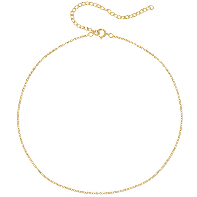 BENIQUE Dainty Thin Chain Choker Necklace for Women - 925 Sterling Silver, 14K Gold Filled 1 mm Cable Box Chain Durable Adjustable, Made in USA, 13"- 18" (Cable/GF/16)