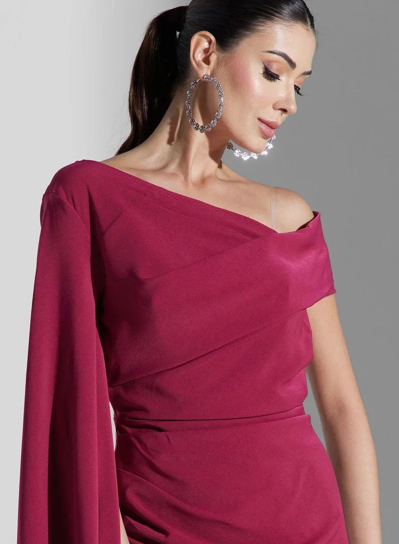 Iyra One Shoulder Ruched Detail Dress