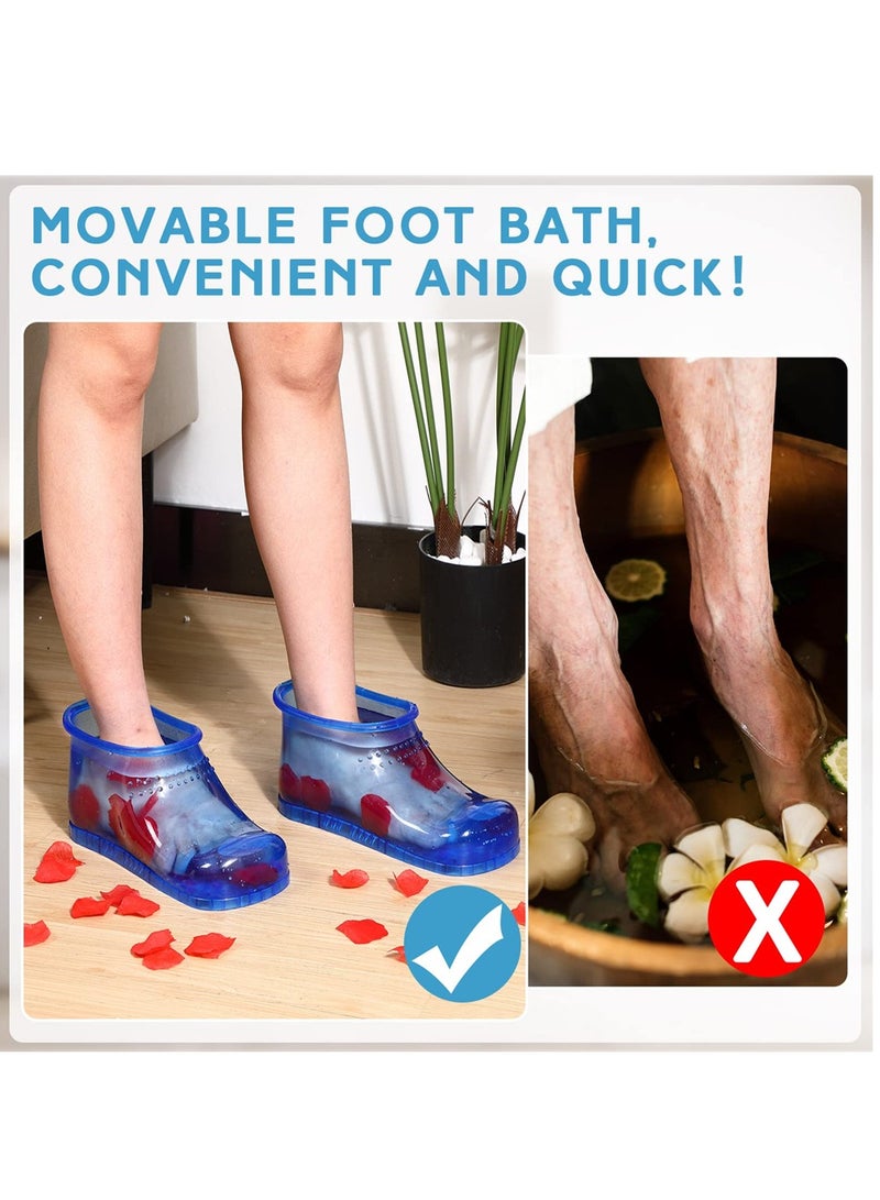 Massage Foot Bath Shoes, 1 Pair Portable SPA Household Relaxation Bucket Boots Thermal Massage to Promote Blood Circulation, Movable Foot Soak Tub Pedicure Foot Spa (Blue) - Image 3