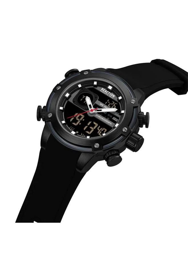 Kenneth Cole Reaction Black Dial Black Silicone Strap Analog-digital Watch for Men, 56.2mm