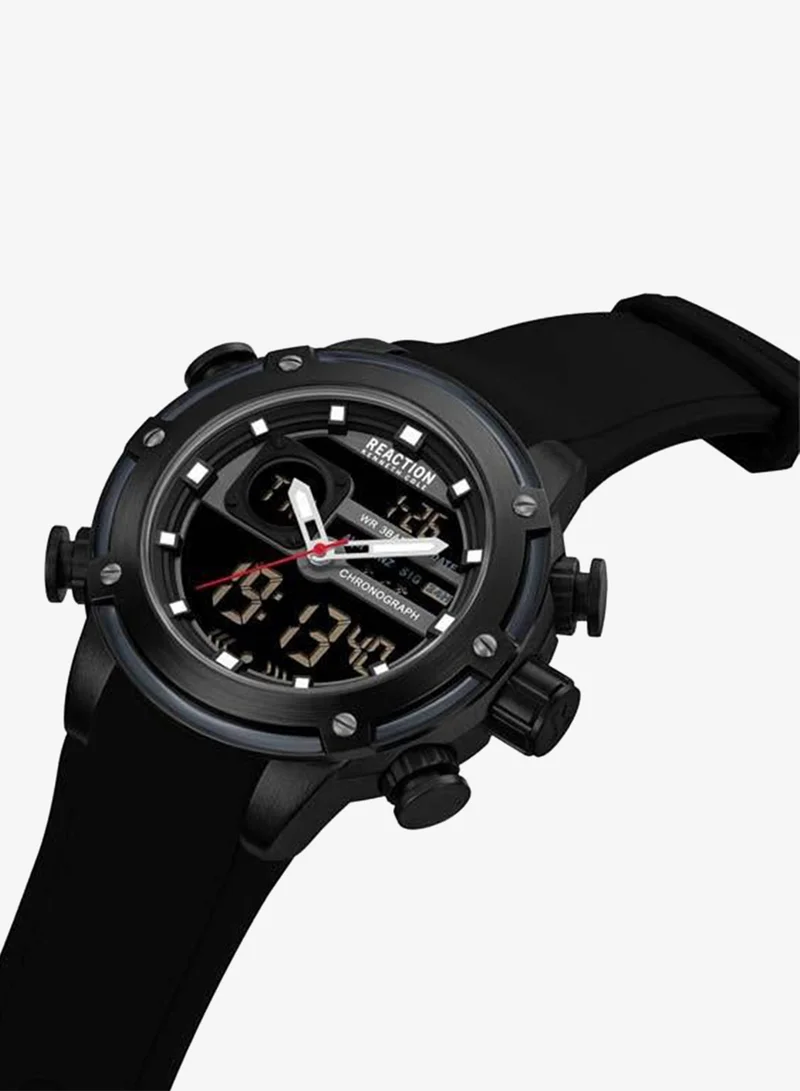 Kenneth Cole Reaction Black Dial Black Silicone Strap Analog-digital Watch for Men, 56.2mm
