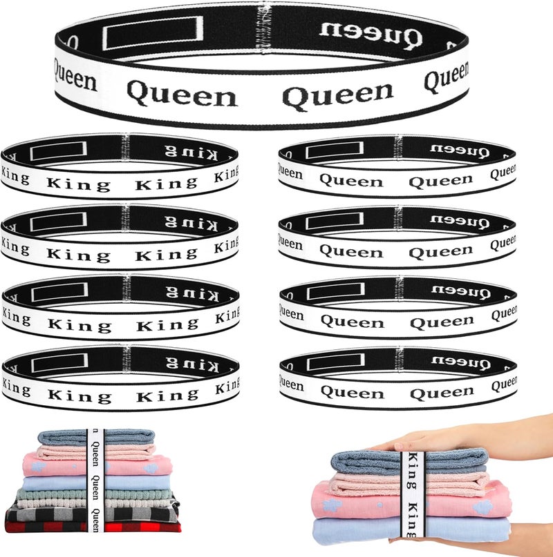 wuher 8Pcs Bed Sheet Organizer Bands Sheets Labels for Elastic Bedding Linen Closet Storage Foldable Sheet Set Organizer Sheet Keeper Band King Queen - Image 1