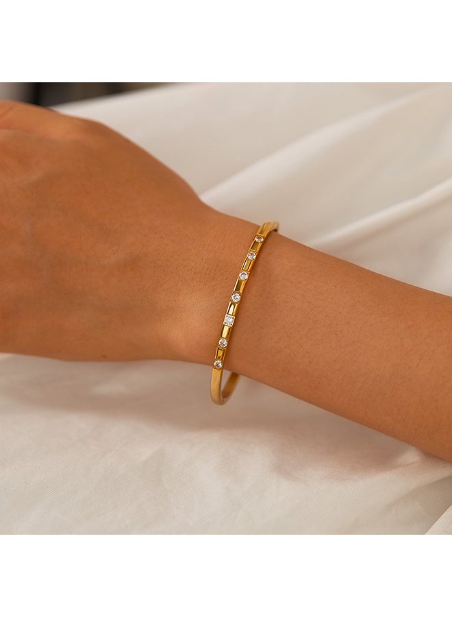 Fashionable And Elegant Bracelet For Women, Stainless Steel, Simple And High-End, Inlaid Zircon Bracelet - Image 3