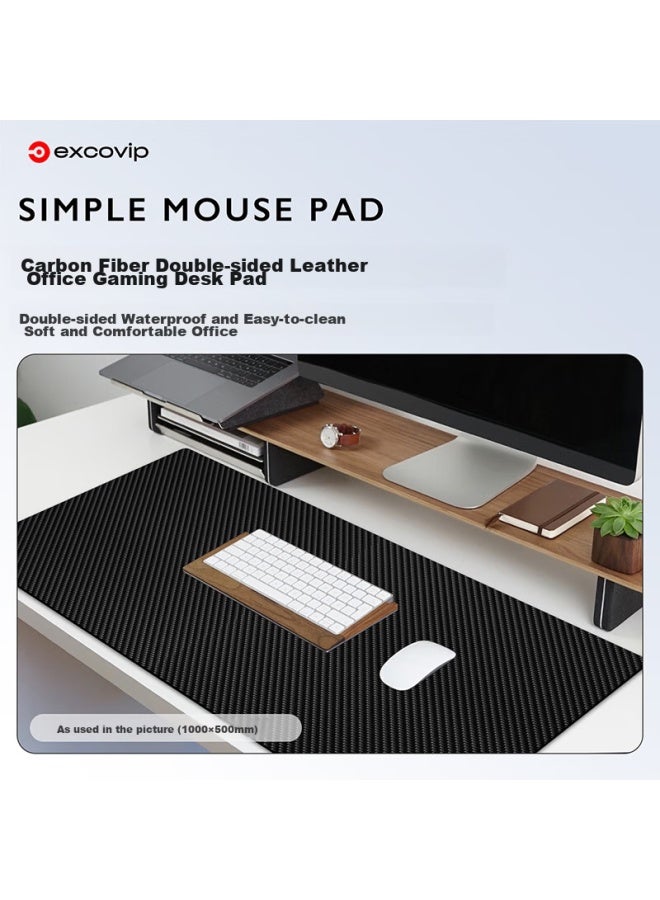Exco 1-meter Mouse Pad, Carbon Fiber Computer Desk Mat, Laptop Office Desk Pad, Extra Large Double-sided Pu Leather Texture, Waterproof Leather Gaming Desk Mat, Keyboard Pad 0110 - Image 3