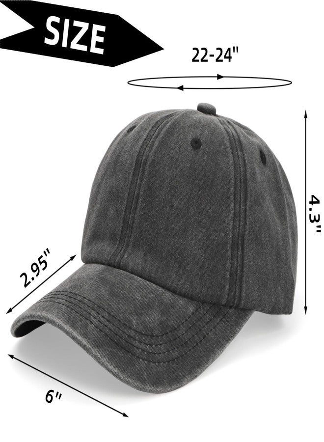 WRINGKIT 6 Pieces Washed Plain Baseball Cap, Unisex Vintage Cotton Baseball Cap, Distressed Twill Adjustable Golf Dad Hat, Retro Unstructured Baseball Hat for Men, Women, Grey, Green, Kaki, Red, Blue - Image 2