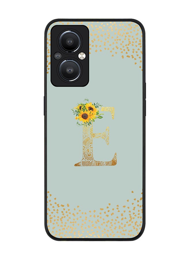 Stylizedd Rugged Black edge case for OnePlus Nord N20 5G Slim fit Soft Case Flexible Rubber Edges Anti Drop TPU Gel Thin Cover - Custom Monogram Initial Letter Floral Pattern Alphabet - E (Light Grey ) - Image 1