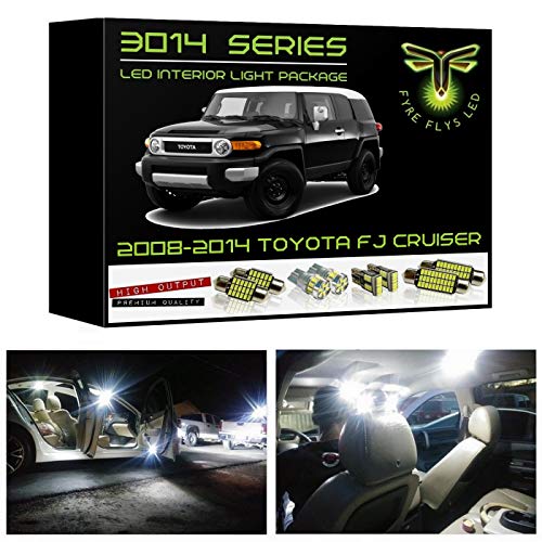 Fyre Flys 8 Piece White LED Interior Lights for 2007-2014 Toyota FJ Cruiser Super Bright 6000K 3014 Series SMD Package Kit and Install Tool - Image 1