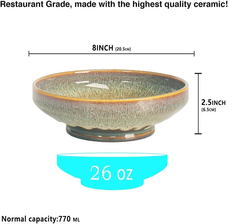 jinsongdafa Soup bowl Soup plate Large Pasta Bowls 26 ounce Set of 2 ServingSaladDinnerdeep PlateWide BowlMicrowave Oven Dishwasher Safe Kitchen Dinnerware Brown 8 inch - Image 2