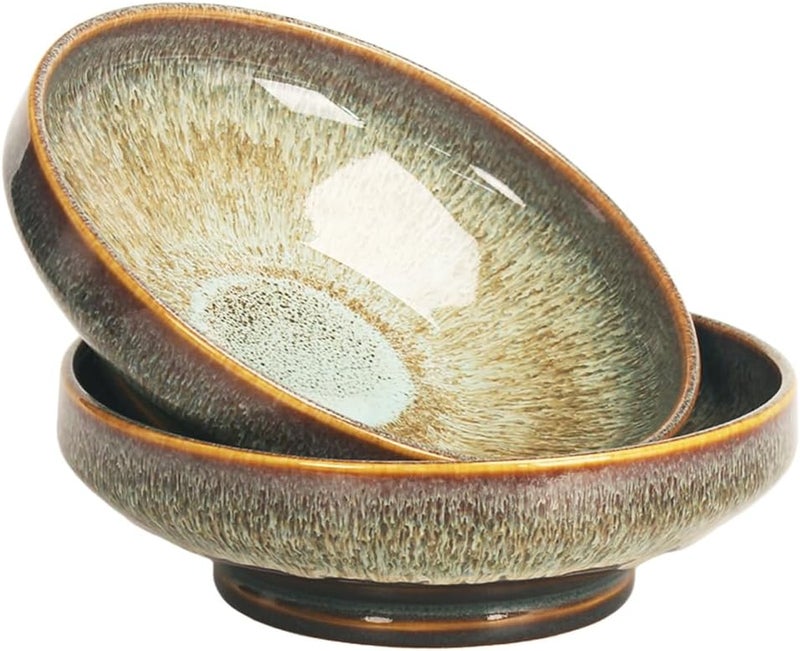 jinsongdafa Soup bowl Soup plate Large Pasta Bowls 26 ounce Set of 2 ServingSaladDinnerdeep PlateWide BowlMicrowave Oven Dishwasher Safe Kitchen Dinnerware Brown 8 inch - Image 1