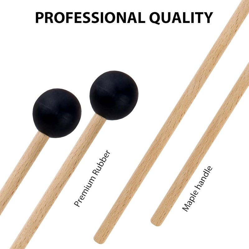VixxNoxx 2 Pcs Rubber Drum Mallets, 15 Inches with Drumsticks Bag, Percussion Instrument Accessories for Bass Drum, Timpani, Steel Drum, Marimba, Xylophone, Hand pan,Ideal for Beginners - Image 4